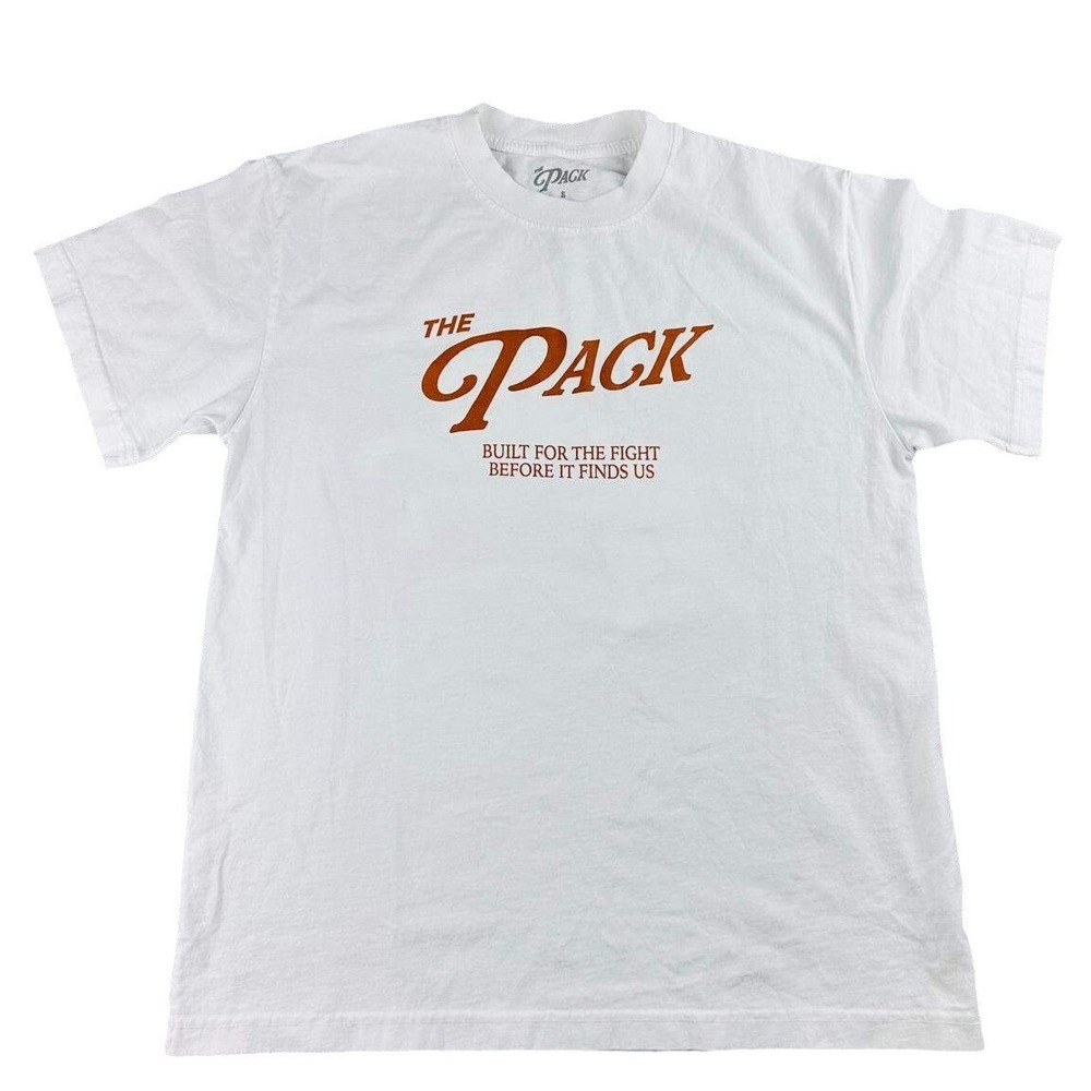 The Pack T-Shirt Men S White Cerberus Print Three Headed Dog Graphic 100% Cotton